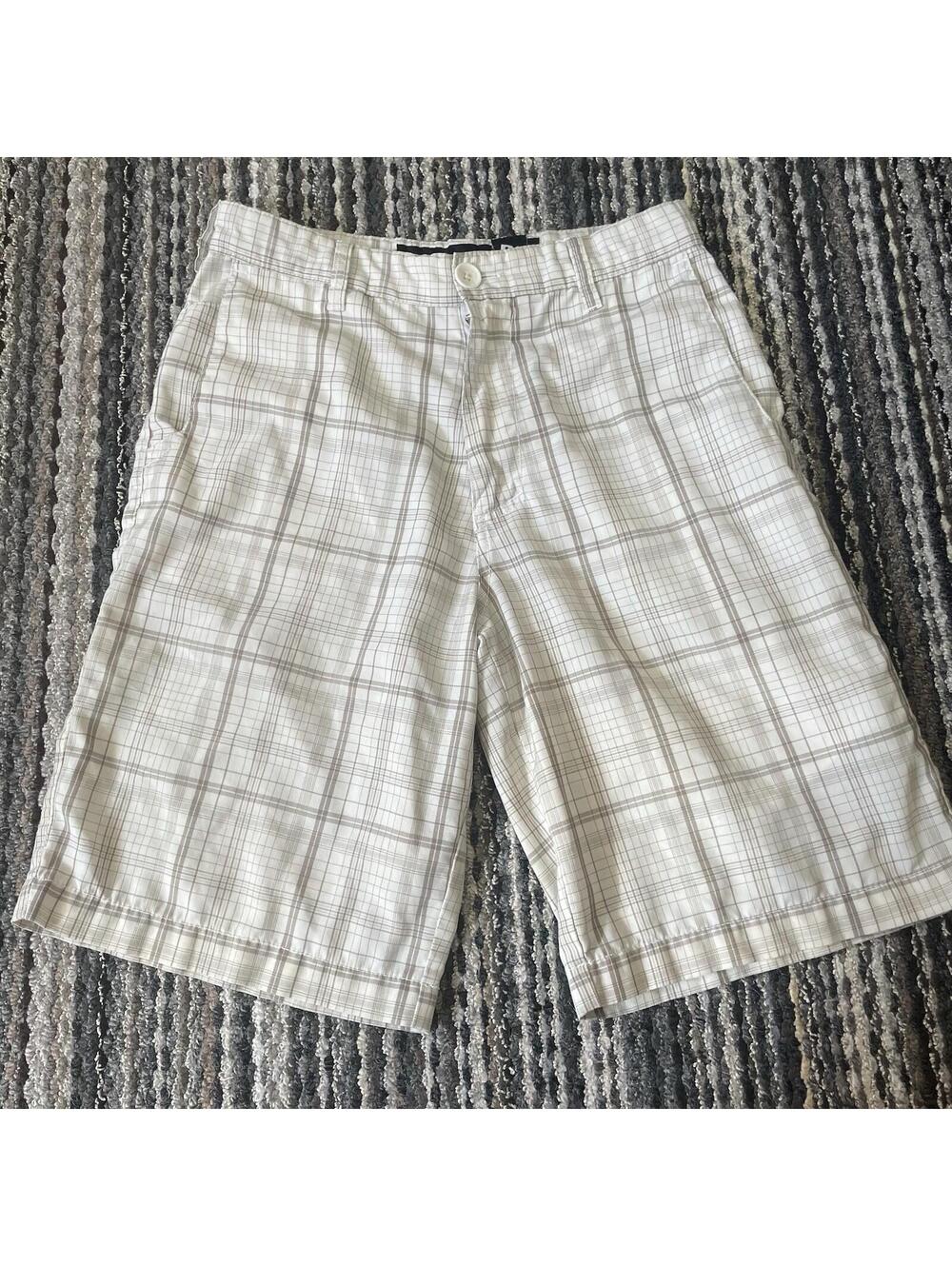 Billabong Shorts Mens 28 Brown Plaid Flat Front Casual Walking Embroidered